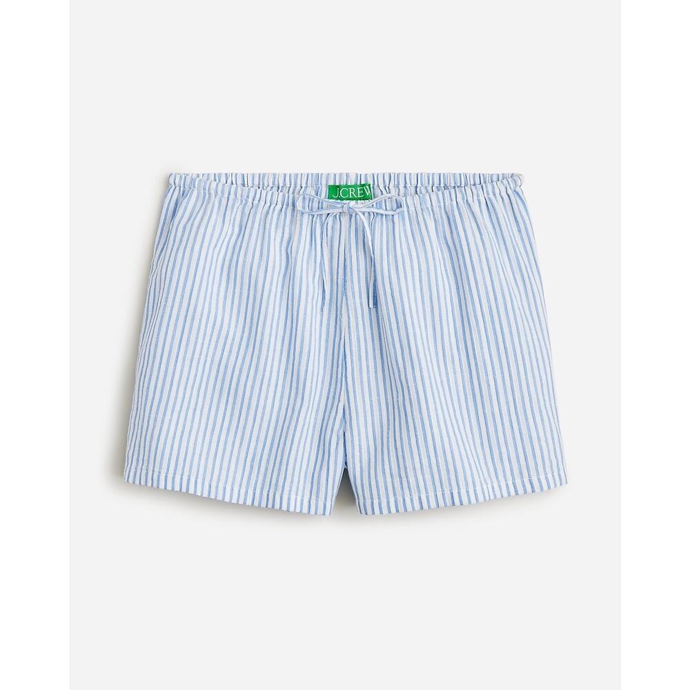 NWT J.Crew Airy Gauze Beach Shorts in Brilliant Ocean Stripe